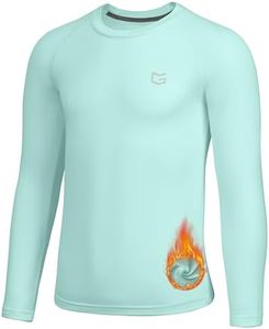 Youth Boys Compression Thermal Shirt Long Sleeve Fleece Undershirt for Boy Football Baseball Soccer Base Layer(Mint Green,XL)