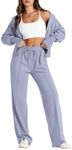 Herseas Sweat Sets for Women 2 Piece Outfits Trendy Loose Fit Zip Up Hoodie Airport Essentials Plus Size Sweatsuit Lounge Sets Light Gray XX-Large 18 20