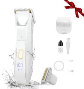 2-in-1 Electric Bikini Trimmer for Women, Dual Head Shaver for Body & Pubic Hair, Painless Smooth, No-Nick Shaving, IPX7 Waterproof, Lightweight with Travel Lock, LED Display