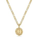 KissYan Initial Necklace for Women,14K Gold Plated Round Letter Pendant Necklace Capital Monogram Necklace Alhpabets from A-Z Figaro Chain Necklace(Gold J)