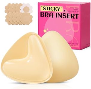 Dandelion Pact Double Sided Sticky Bra Inserts, Invisible Push Up Sticky Bra Pads for Large Breasts, Stick on Bra for Bikini Swimsuits (Large, Light Beige)
