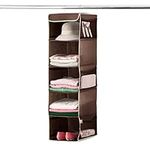 Zober 5 Shelf Hanging Clothes Shoes Organizer 12 x 11.5 x 42 Inch with Sturdy Shelves & Mesh Side Pockets Simple Closet Organizer Space Saver