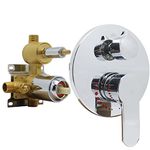 Backnets Solid Brass 3 Way Shower Diverter Valve Kit Round Pressure Balancing Mixer Shower Valve Replacement Wall Mount Bathroom Concealed Shower Control Valve Trim Kit, Polished Chrome