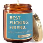 Best Friend Funny Gift for Women & Men - Natural Soy Lavender Candle - Cool Friendship Gifts Idea for Christmas, Best Friends Birthday, BFF Secret Santa White Elephant Womens Bestie Xmas Presents