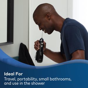Waterpik Cordless Water Flosser – Black, Portable Oral Irrigator