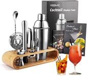 YISSVIC Cocktail Shaker Set 24oz Bartender Kit with Bamboo Stand Bar Tools Home Bar Tool Set for Beginners