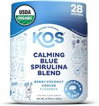 KOS Calming Blue Spirulina Blend- USDA Certified Organic - Algae Superfood Powder with Ashwagandha Root, Lemon Balm, Reishi Mushroom, B Vitamins - Berry Coconut Cooler Flavor, 28 Servings