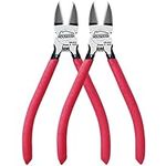 Wire Cutters 2 PACK, 6 inch Wire Cutters Set, HOUSERAN Side Cutters Flush Cut Pliers, Spring Loaded Cutting Pliers with Non-slip Red Handle, Wire Cutters Heavy Duty for Jewelry Making, Crafts, Zip Tie