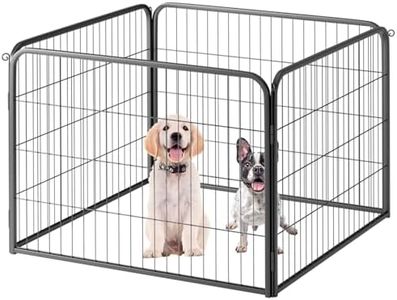 FDW Dog Playpen Kennel - 4 Panels, 24 Inch Height, Indoor/Outdoor Folding Metal Portable Puppy Exercise Pen, Heavy Duty Dog Fence for Yard, Camping - Black