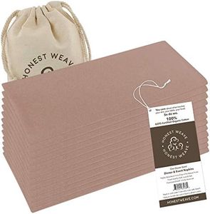 HONEST WEAVE GOTS Certified Organic Cotton Washable Cloth Napkins Sets for Everyday Dining, Dinner Parties, Weddings | Oversized 20x20 inches, Fully Hemmed, in Designer Colors, 12-Pack, Sand