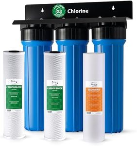 iSpring Whole House Water Filter System, Highly Reduces Sediment, Taste, Odor, and up to 99% Chlorine, 3-Stage w/ 20-Inch Sediment and Carbon Block Filters, Model: WGB32B, 1" Inlet/Outlet