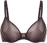 INLYRIC Women's Mesh Front Closure Bras Unlined Sheer Demi Plunge Supportive Comfortable Seamless Underwire Bra Hazelnut 36DD