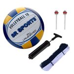 SR SPORTS Size 4 PVC Volleyball – Soft Touch & Waterproof with Pump, Net & Needle – Durable Indoor & Outdoor Ball for Training, Beach & Backyard Games