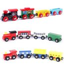 LUMINI Wooden Train Set 4 PCS Train Toys Magnetic Set Includes 1 Engine and 3 Compartment - Toy Train Sets for Kids Toddler Boys and Girls Compatible with Major Brands (Pack of 1)