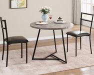 GarveeHome Dining Table Set for 2, Round Kitchen Table and Upholstered Chairs for 2, 3 Piece Dining Room Table Set, Kitchen Table Set for Small Space, Apartment, Retro Gray