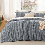 Bedsure Tufted Boho Comforter Set California King - Grey Boho Bedding Comforter Set, 3 Pieces Farmhouse Shabby Chic Embroidery Bed Set, Gifts for Woman, Soft Jacquard Comforter for All Seasons