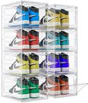 Unique Impression 8 Pack Shoe Storage Box - Clear Stackable Boxes - Plastic Trainer Storage Boxes - Transparent Shoe Display Containers - Fits Up To UK 12.5 size men’s