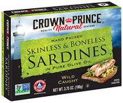 Crown Prince Natural Skinless & Boneless Sardines in Pure Olive Oil, 3.75-Ounce Cans (Pack of 12)