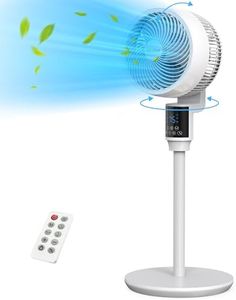 Pedestal Fan for Bedroom, Pedestal Fan with Remote, 80ft Air Circulator for Whole Room, 4 Speeds, 3 modes, 24H Timer, 36"fan, 70°+80° Oscillating Quiet Standing Fans for Bedroom, Kitchen, Home, White