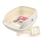 Open Top Cat Litter Box with Litter Scoop is Designed to Offer Cats Plenty of Room and Quick Accessibility (S, White)