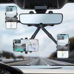 GADGETSWEAR Mobile Holder for Car 360 Rotation, Driveease - Multifunctional Phone Mirror Rear View, Drive Easy Rearview in Rotatable Stand Mount, Hanging Anti Shake Cradle Windshield Driver Function