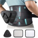 Tangsoo Back Support Belt, Back Brace for Men and Women, Back Braces for Lower Back Pain Relief Lumbar Support Belt for Herniated Disc, Sciatica, Scoliosis (Black, L)