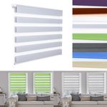 Easy Fix Zebra Roller Blind 60 x 120 cm Plain Colored UV-Resistant Light Filtering Day and Night Blinds Easy to Use with Install Accessories for Bathroom, The Office, Light Grey