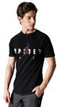 Starton Apparel 100% Cotton Marvel Spiderman Superhero Graphic T-Shirt, Regular Fit Raglan Sleeve Front & Back Print T Shirt for Men (in, Alpha, XL, Regular, Black)