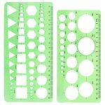 2 Pcs Circle Template Geometric Stencils Circle Stencils Plastic Geometric Stencils Drawing Templates Measuring Templates Rulers for Drawing Measuring Designing(Green)