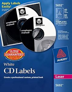 Avery CD Labels, Print to The Edge, Permanent Adhesive, 40 Disc Labels and 80 Spine Labels (5692)