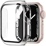 HANKN 2 Pack 40mm Clear Hard Case for Apple Watch Series 6 5 4 SE 40mm Tempered Glass Screen Protector Case, Full Coverage Ultra-Thin PC Shell Shockproof Iwatch Cover Bumper (40mm, Clear+Clear)