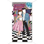 WADORN 50s Disco Dance Photo Door Banner Backdrop Decor, Large Fabric Photo Background Prop Face Photography Hanging Banner Decor Rope Disco Party Night Vintage Games Favor Supplies, 180x90cm