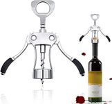 SYGA Wing Corkscrew Zinc Alloy Wine Opener with Non-Slip Silicone Handle Professional Multifunctional 2 in 1 Red Wine Beer Bottle Opener for Home Bars CAF?s Restaurants and More - Black, A30-1