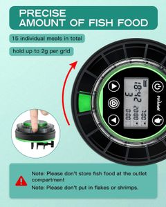 Petbank Automatic Fish Feeder – Timer, LCD Display, Rechargeable, Green
