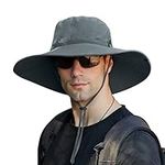 【Oversize XXL】 Sun Hat for Men,【UPF50+Waterproof Wide-Brim】 Boonie-Hat Sun-Hat Fishing-Hat for Safari Hiking Beach Garden, Xxl-dark Gray, X-Large-XX-Large