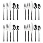Gourmet Settings 20-Piece Silverware Montana Collection-Matte/Polished Stainless Steel Flatware Sets-Service for 4 Kitchen Cutlery Utensils Knife/Fork/Spoons, Black