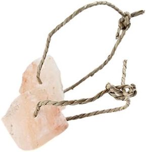 Emours 2 Pack Natural Himalayan Rock Small Animals Salt Lick on a Rope Chew Treat Toy