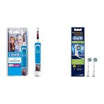 Oral-B Kids Electric Rechargeable Toothbrush, Featuring Frozen Characters & Cross Action Toothbrush Heads Pack Of 2 Replacement Refills For Electric Rechargeable, Blue