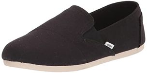 TOMS Women's Redondo Slip on Flat Loafer, Black Canvas, 7