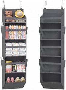 Lifewit 1 Pack Over the Door Organizer, 5 Section Clear Window Hanging Storage with 4 Side Pockets, Sturdy Anti Tilt 40 lbs Load Behind Door for Closet, Bedroom, Bathroom, Nursery, Dorm, Dark Gray