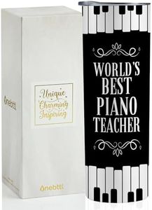 Onebttl Teacher Appreciation Gifts 20oz Skinny Tumbler with Lid and Straw for Christmas, Appreciation Day, End of Term from Students - Best Piano Teacher