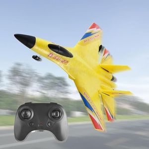 TOYSMENIA 2.4GHz 2CH Remote Control Airplane RC Glider for Beginner Adult Kids, Easy to Fly EPP Foam RC Aircraft Fighter with LED Light (Multicolor) (1)