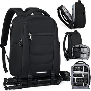 Camera Bag Backpack Professional for DSLR SLR Mirrorless Camera Waterproof Camera Laptop Backpack 15.6 Inch with Rain Cover Anti Theft Travel Camera Case Large Capacity Photography Backpack Black