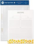 Jot & Mark Recipe Card Paper Full Page 8.5x11 with Crystal Clear Page Protectors for 3 Ring Binder, 30 Count (Lemon Twist)
