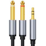 3.3Ft/1M 3.5mm TRS to Dual 6.35mm TS Cable, Mono Stereo Y Splitter Cables, Male to Male Plug Audio Cable, 1/8" to 1/4" Audio Cord Adapter for Phone,Laptop,Multimedia Speakers,Mixer,Home Stereo Systems