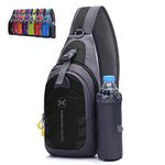 Peicees Chest Crossbody Sling Backpack Bag Travel Bike Gym Daypack for Women Men, Black, Medium, Traveling