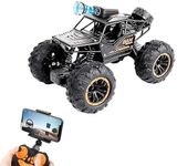 RC Car Remote Control Car with 720P HD FPV Camera, 1/18 Scale Off-Road Remote Control Truck Gravity Sensor Rc Truck, High Speed Monster Trucks for Kids (Black- RC Camera car)