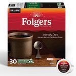 Folgers Intensely Dark Extra Dark Roast Coffee, Single-Serve K-Cup Pods For Keurig Coffee Makers, 30 Count