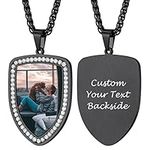 PROSTEEL Mens Necklaces Black Personalized Photo Necklace Custom Pendant Picture Chain Memorial Necklace with Picture