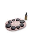 ELEEELS S1 Hot Stone Massage Set with 8 Stones Basalt Heat Device Light Therapy Aromatherapy Massage Face Back Legs and Full Body for Spa Relaxation and Wellness Black